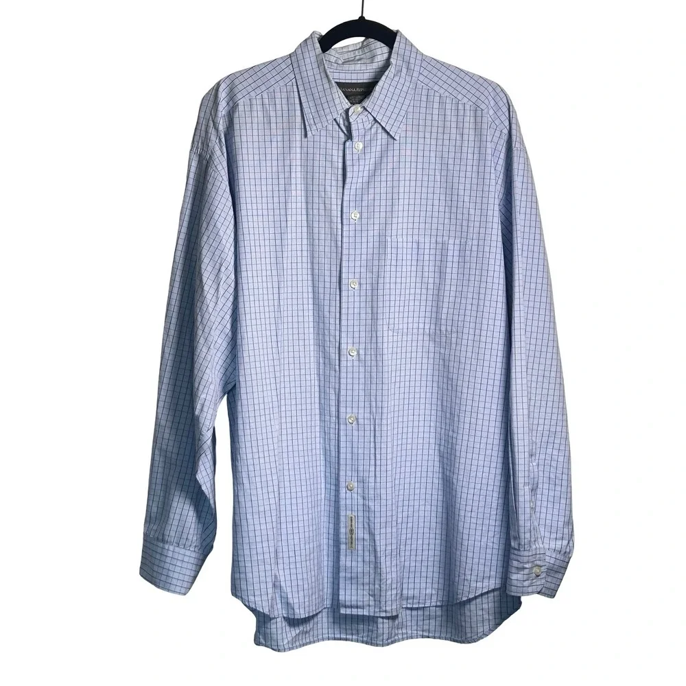 Banana Republic Vintage Windowpane Check Shirt Men's Size‎ Large Preppy Luxe